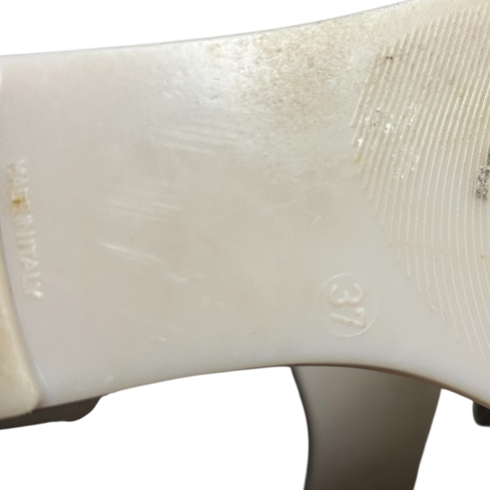 Stuart Weitzman Gemini Glitter Bow Jelly D'orsay Flats Size 37 US 6.5 Biege - Picture 7 of 7